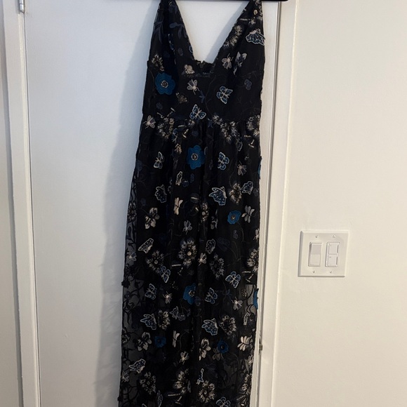 For Love And Lemons Black and Blue Floral Midi Botanic Dress - Picture 3 of 5